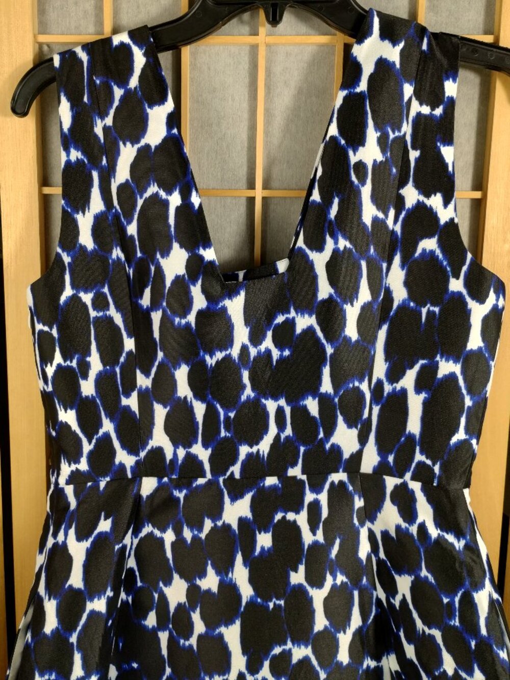 Kate Spade New York Blue & Black Leopard Print Sleeveless Fit & Flare Dress SZ 4 - Picture 2 of 11